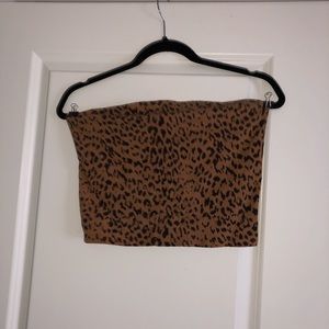 cheetah print strapless crop top